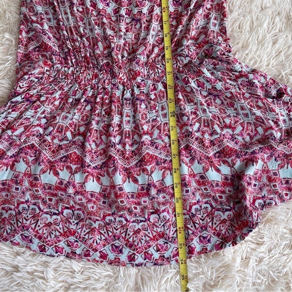 Free People Simone Boho Pocket Batik Print Dress white pink sleeveless Size M - Picture 10 of 11